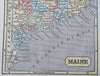 Maine state by itself 1853 Fanning scarce hand colored miniature map