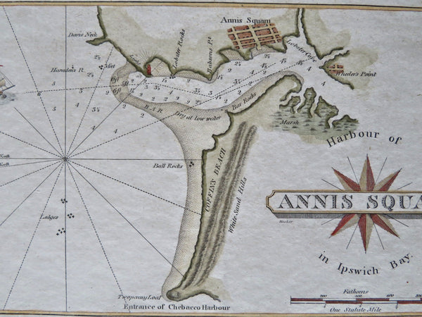 Annis Squam Harbor Massachusetts Ipswich Bay 1837 Blunt coastal survey map