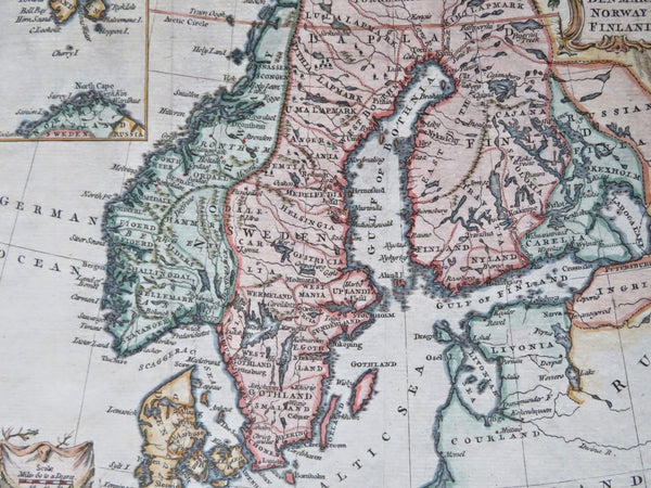 Scandinavia Sweden Norway Finland Denmark Baltic Sea c. 1750's Jeffrys map