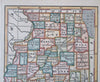 Illinois Chicago Springfield Rockford Peoria Joliet 1853 scarce hand colored map