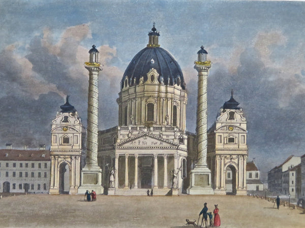 Karlskirche Vienna Austria Catholic Church c. 1850's architectural view print