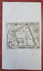 Ancient Jerusalem plan c. 1734 scarce engraved birds-eye view map