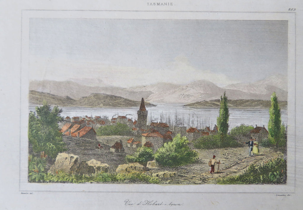 Hobart Tasmania Van Dieman's Land Australia 1837 Didot hand colored printed view