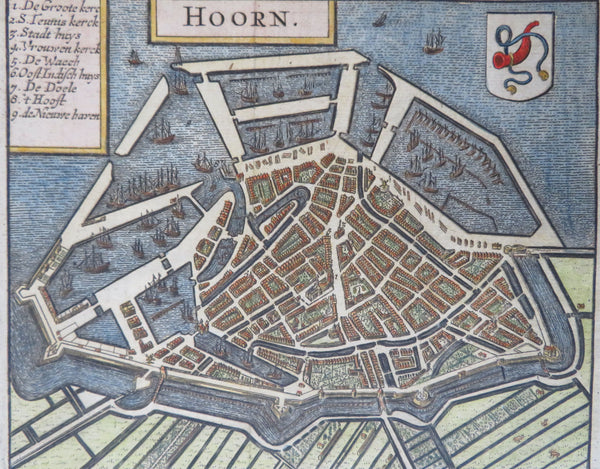 Hoorn Netherlands Holland Canals Ships 1678 Guicciardini detailed city plan