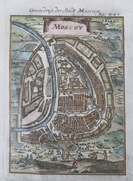 Moscow Russia City Plan Fortifications Walls Farms 1719 Mallet city plan map