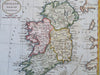 Ireland Dublin Derry Waterford Kilarney Galway Limerick  c. 1797 map hand color