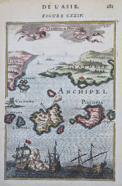 Nisyros & Tilos Dodecanese Islands Aegean Sea Greece Greek 1683 Mallet map