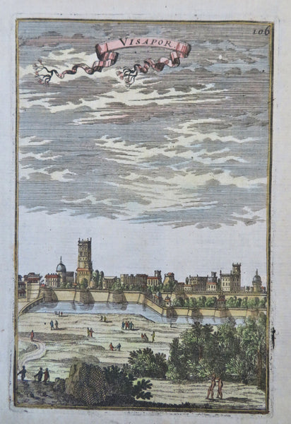 Visapur Maharashtra India Mughal Empire Fortifications 1683 Mallet city view