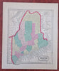 Maine state by itself 1856 Morse miniature hand colored cerographic map