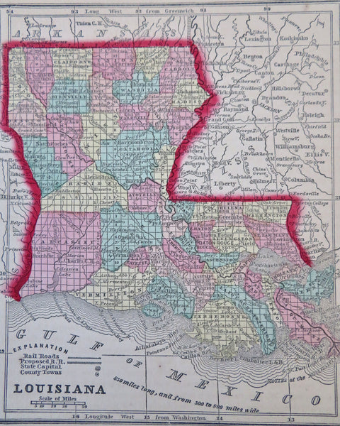 Louisiana New Orleans Baton Rogue Railroad 1856 Morse cerographic miniature map