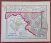Washington D.C. Delaware Maryland 1856 Morse small cerographic hand color map