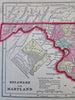 Washington D.C. Delaware Maryland 1856 Morse small cerographic hand color map