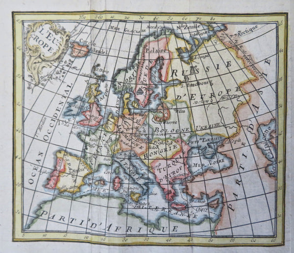 Europe Poland Hungary Italy Ottoman Empire France Bohemia 1782 miniature map