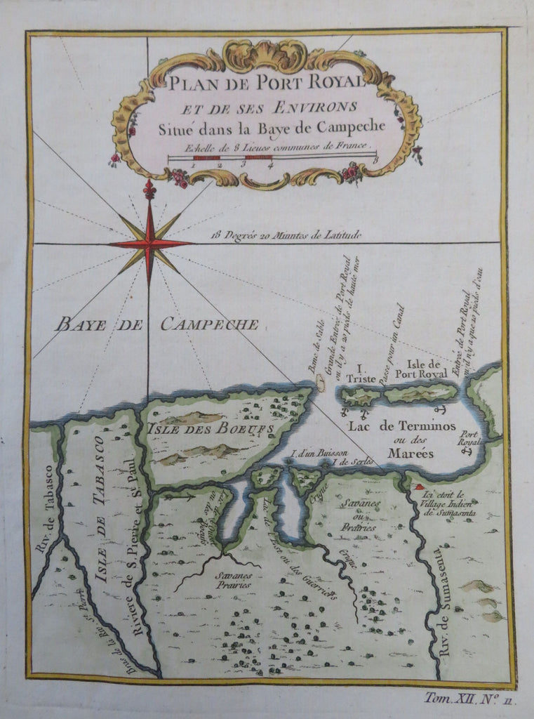 Isla del Carmen Mexico Campeche Bay Port Royal 1754 Bellin coastal map