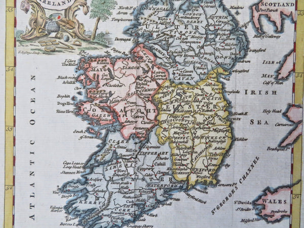 Ireland Dublin Waterford Derry Galway Killarney 1772 Jefferys decorative hc map