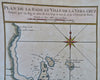 Vera Cruz Mexico Fort St. Jean d'Ulva Harbor Depths 1754 Bellin hand color map