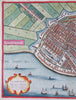 Enckhuysen Holland Sailing Ships 1634 Hondius detailed full hand color city plan