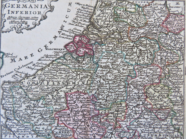 Belgium Holland Luxembourg Netherlands Flanders Brabant c.1760 Lotter Lobeck map