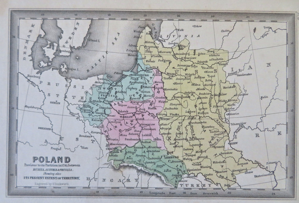 Polish-Lithuanian Commonwealth 1795 Partition 1832 Carey & Lea mini map
