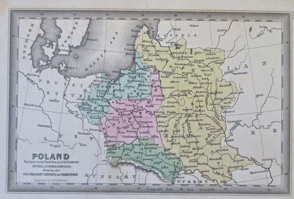 Polish-Lithuanian Commonwealth 1795 Partition 1832 Carey & Lea mini map