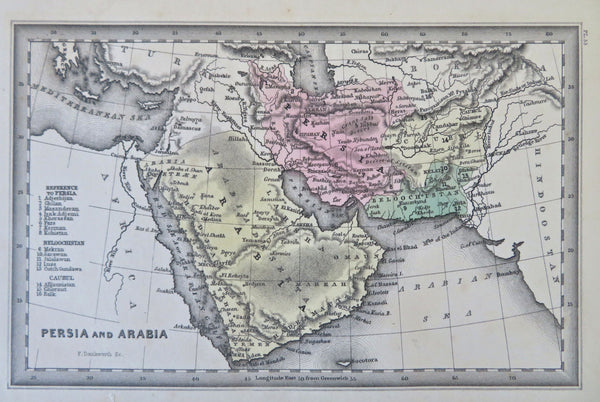Persia Arabia Iran Afghanistan Baluchistan 1832 Carey & Lea miniature map