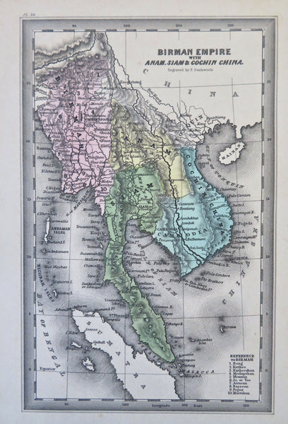 Southeast Asia Burmese Empire Vietnam Thailand 1832 Carey & Lea miniature map