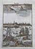 Venice Italy City View Harbor Scene Sailing Ships 1719 Mallet lovely small print