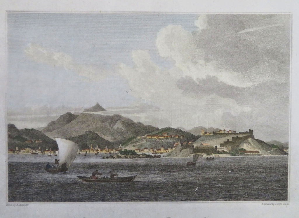 St. Sebastian Brazil Rio de Janeiro Harbor View c. 1813 Cooke engraved print