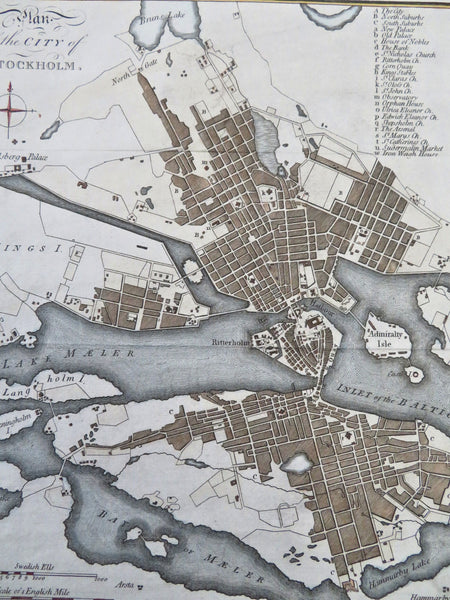 Stockholm Sweden Carlsberg Palace 1790 Neele detailed engraved city plan