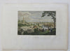 Dublin Bird's Eye panoramic view Ireland 1840's fine engraved hand colored print