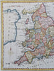 England & Wales London Cardiff York Manchester c. 1770-80 Conder hand color map