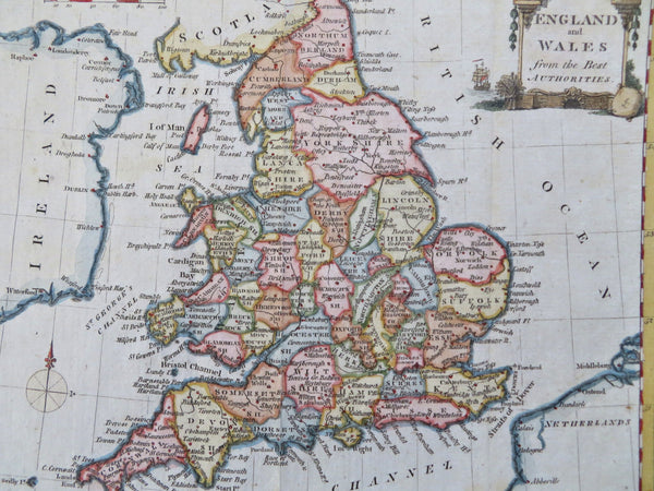 England & Wales London Cardiff York Manchester c. 1770-80 Conder hand color map