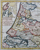 Holland Netherlands Amsterdam Low Countries 1748 Vaugondy nice hand colored map