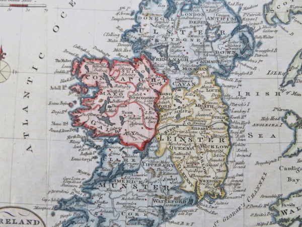 Ireland Dublin Derry Galway Cork Waterford c. 1780's McIntyre hand color map