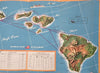 Hawaiian Airlines Cartoon Pictorial Route Map 1950's Travel Tourist Brochure