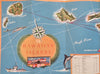 Hawaiian Airlines Cartoon Pictorial Route Map 1950's Travel Tourist Brochure