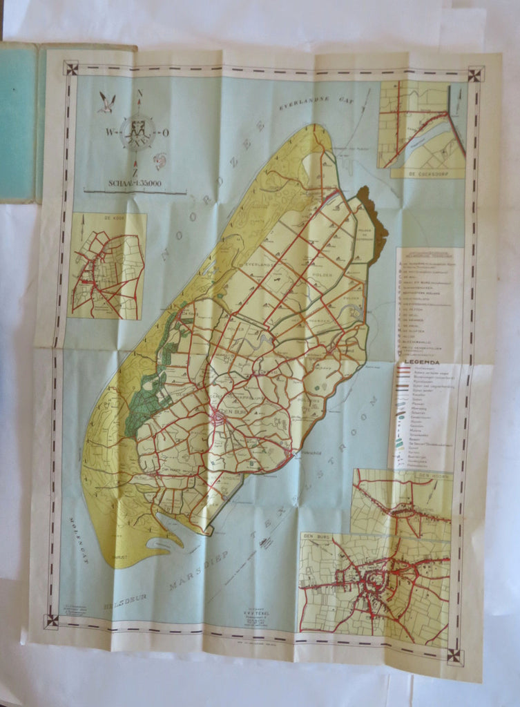 Texel Netherlands Nederland Tourist Map c. 1950's pictorial sightseeing map