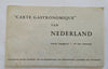 Netherlands Dutch Gastronomic Map Restaurants food wine c. 1950-60's tourist map