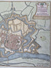 Zutphen Holland Netherlands Nederland c. 1750 de Leth city plan hand colored map