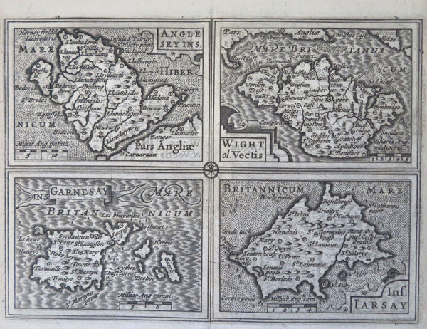 British Isles Wight Jersey Guernsey Angelsey 1639 Blaeu miniature map