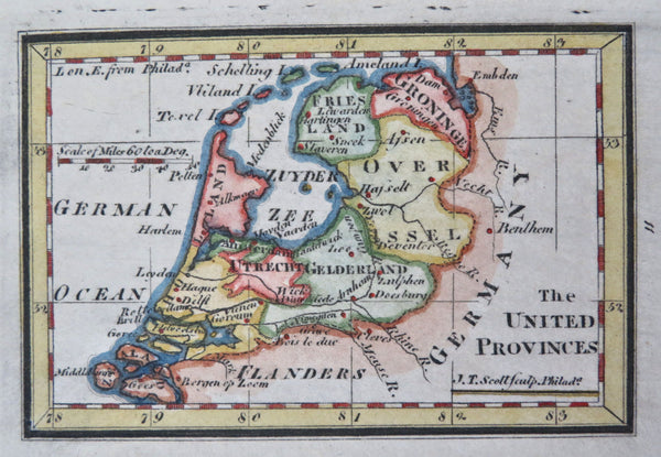 The United Provinces Netherlands Flanders 1798 J.T. Scott map Wheat & Brun #837