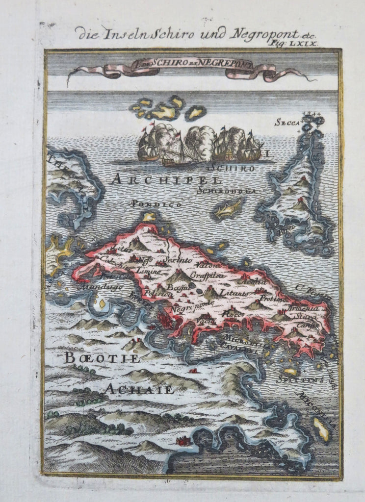 Euboea & Skyros Ottoman Empire Greek Islands Naval Battle 1685 Mallet color map