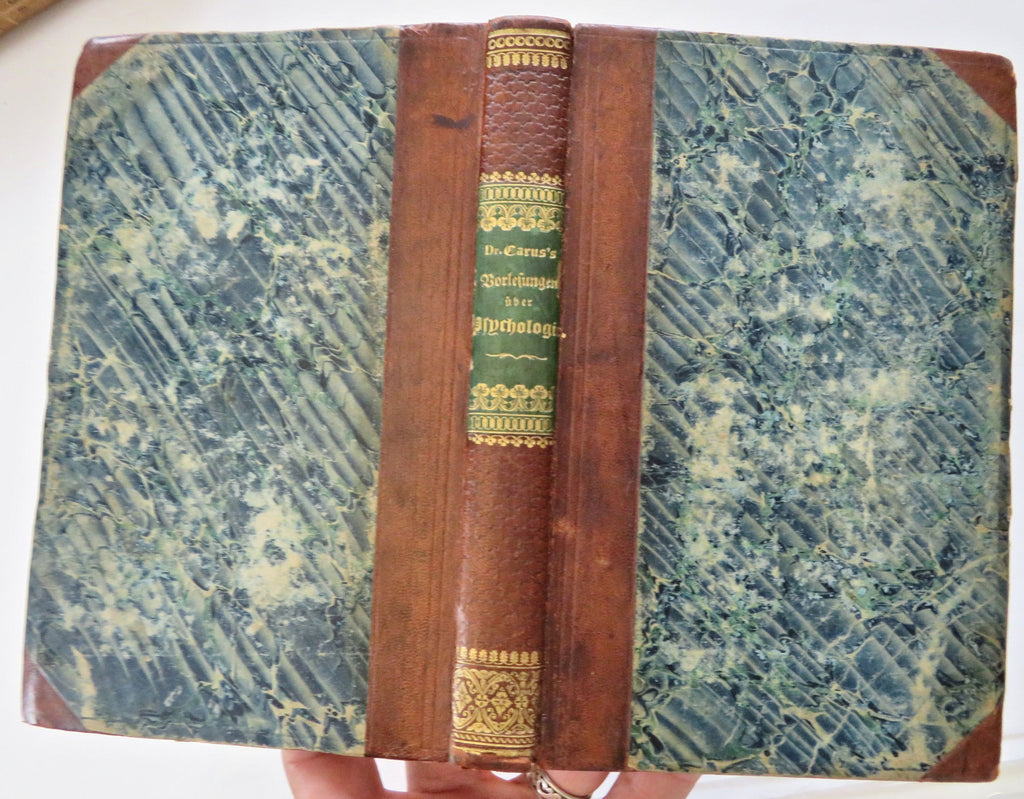 Lectures on Psychology Dr. Carus 1831 Dresden Germany rare medical leather book