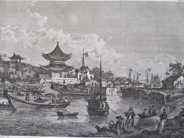 Chinese Trade Boats British Colony China Harbor Scene 1801 Allart Dutch view