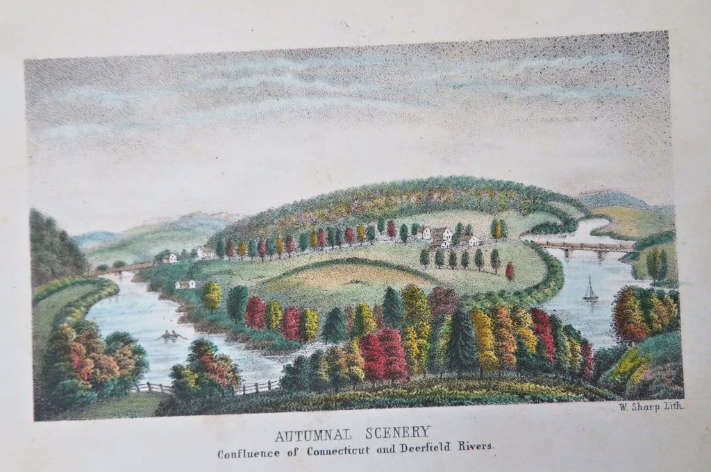 Autumnal Landscape Connecticut & Deerfield Rivers Mass. c. 1880 lithograph print