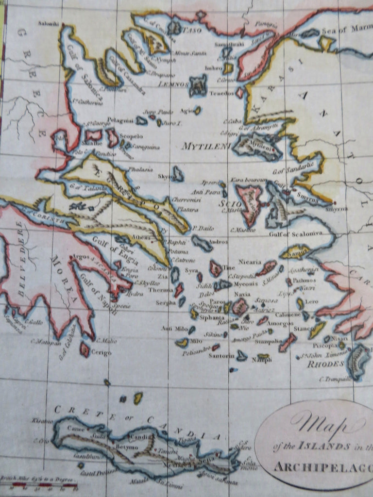 Ionian Islands Cyclades Greece Samos Athens Argos 1793 Neele engraved map