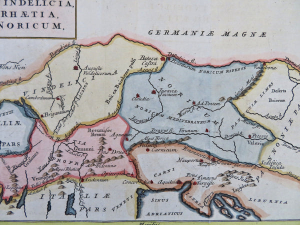 Roman Empire Rhaetia Noricum Vindelicia Alps c. 1790 historical map