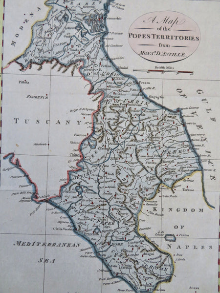 Papal States Central Italy Rome Urbino Ferrara 1794 Neele engraved map