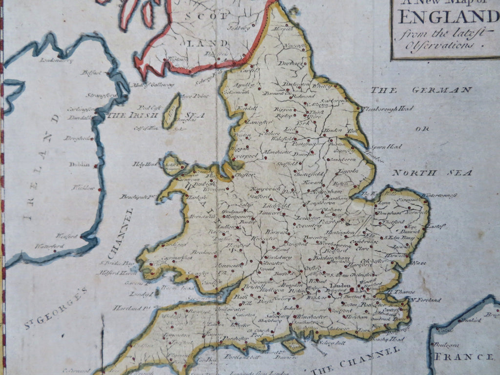 England & Wales United Kingdom London York Cardiff c. 1730 Gordon engraved map