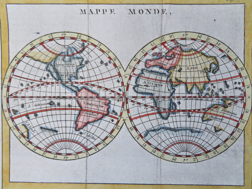 World Map California as an Island incomplete Australia 1744 rare miniature map